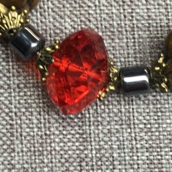 Chunky Stretch Bracelet Red Gold Gunmetal Silver Faceted Bead - Picture 4 of 5